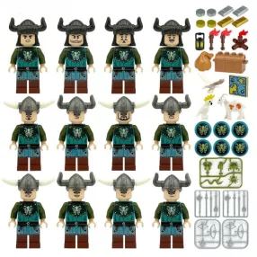   Építőjáték figura készlet - viking katonafigurák építőjáték készlet - 12 db figura számos kiegészítővel