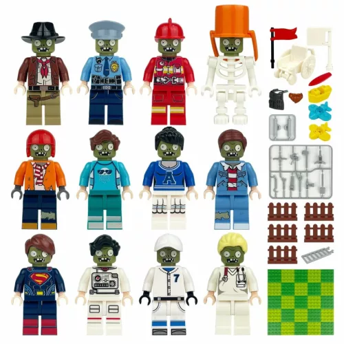 Városi zombik építőjáték figura készlet 12 db figurával, kiegészítőkkel